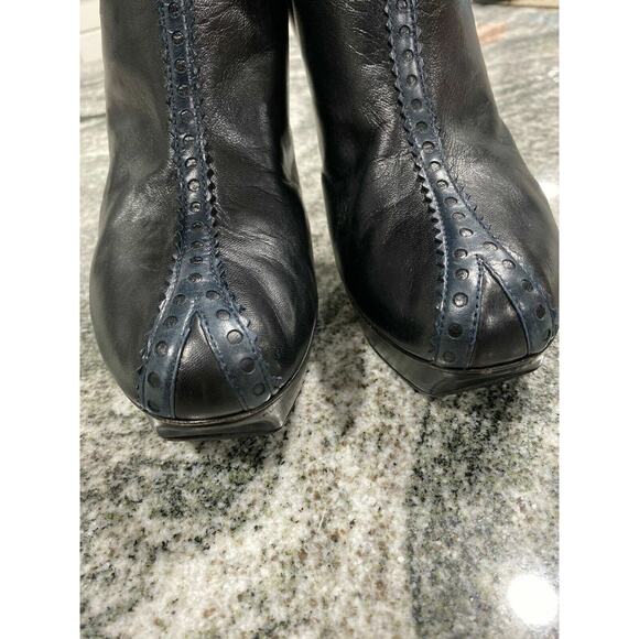 Women’s Yves Saint Laurent Tribute Platform Boots, 38.5, Blue/Black Leather, 8.5 - Picture 5 of 11